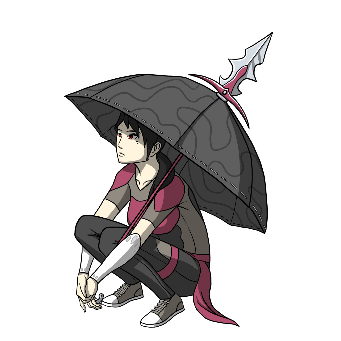 Anime female character with a weapon that is an umbrella